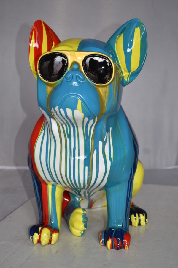 Graffiti Looking French Bulldog with Glasses Resin Statue Size: 19" x 12" x 19"H - Image 14