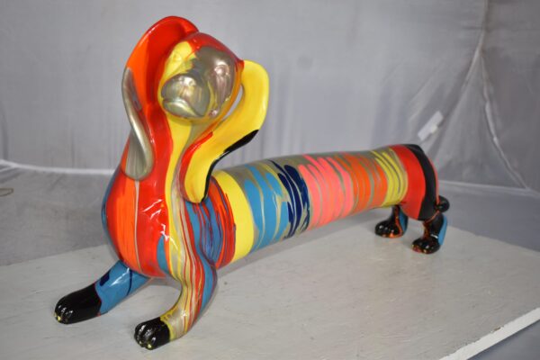 Modern Graffiti Looking Weenie Dachshund Dog Statue from Resin  25" x 10" x 15"H - Image 4