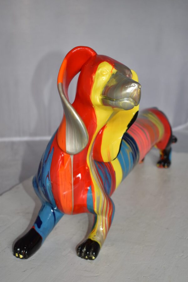 Modern Graffiti Looking Weenie Dachshund Dog Statue from Resin  25" x 10" x 15"H - Image 5