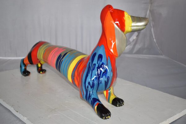 Modern Graffiti Looking Weenie Dachshund Dog Statue from Resin  25" x 10" x 15"H - Image 7