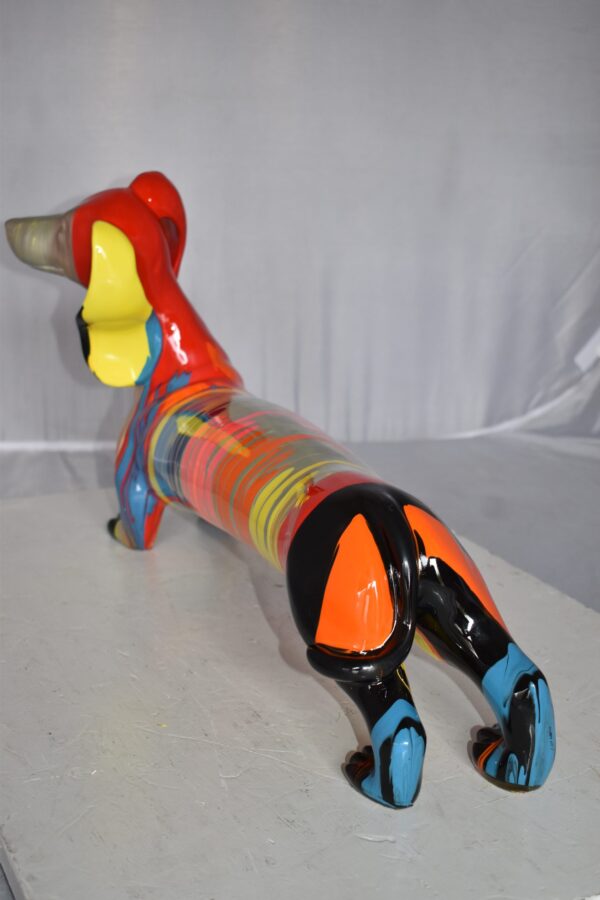 Modern Graffiti Looking Weenie Dachshund Dog Statue from Resin  25" x 10" x 15"H - Image 11
