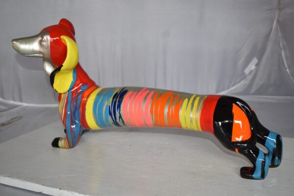 Modern Graffiti Looking Weenie Dachshund Dog Statue from Resin  25" x 10" x 15"H - Image 12