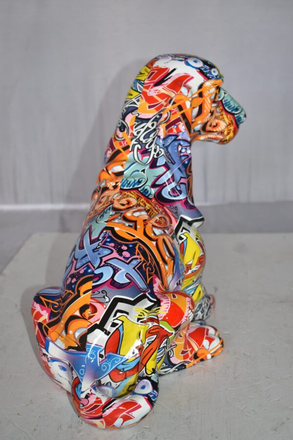 Modern Graffiti Basset Hound Dog Statue Made of Resin Size: 16" x 8" x 13"H - Image 6