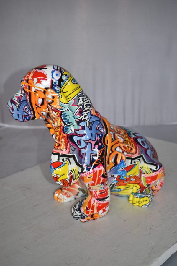 Modern Graffiti Basset Hound Dog Statue Made of Resin Size: 16" x 8" x 13"H - Image 8