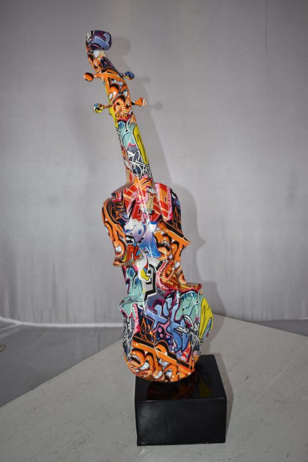 Artistic Graffiti Violin Resin Statue Mounted on  a Base Size: 9" x 10" x 26"H - Image 4
