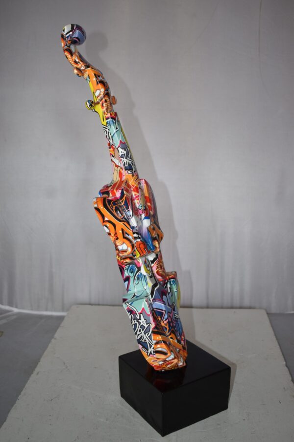 Artistic Graffiti Violin Resin Statue Mounted on  a Base Size: 9" x 10" x 26"H - Image 5