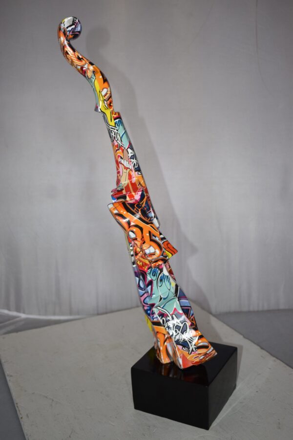 Artistic Graffiti Violin Resin Statue Mounted on  a Base Size: 9" x 10" x 26"H - Image 6