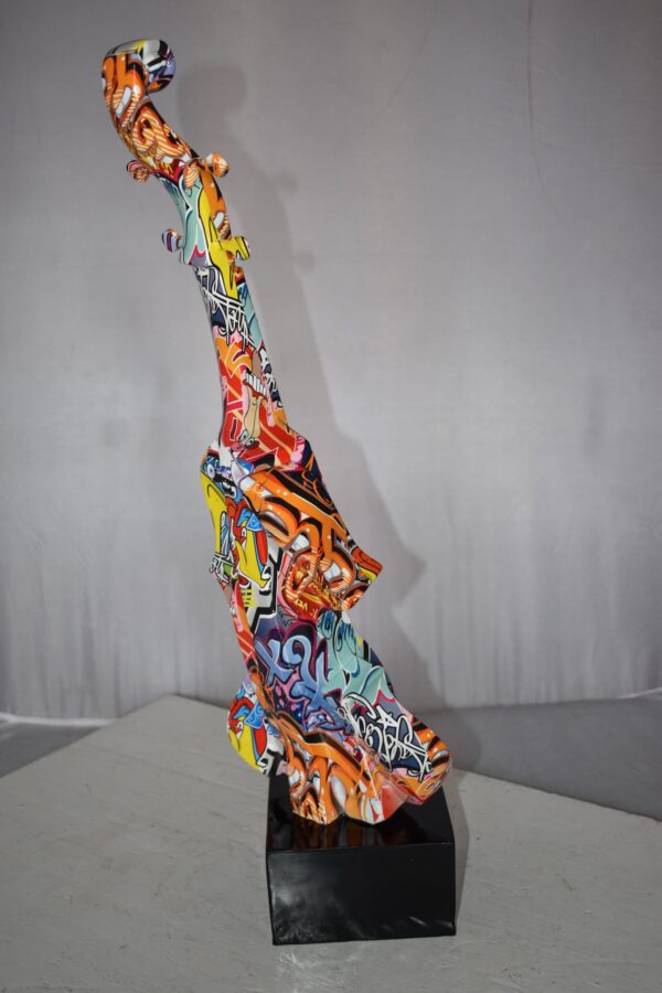 Artistic Graffiti Violin Resin Statue Mounted on  a Base Size: 9" x 10" x 26"H - Image 7