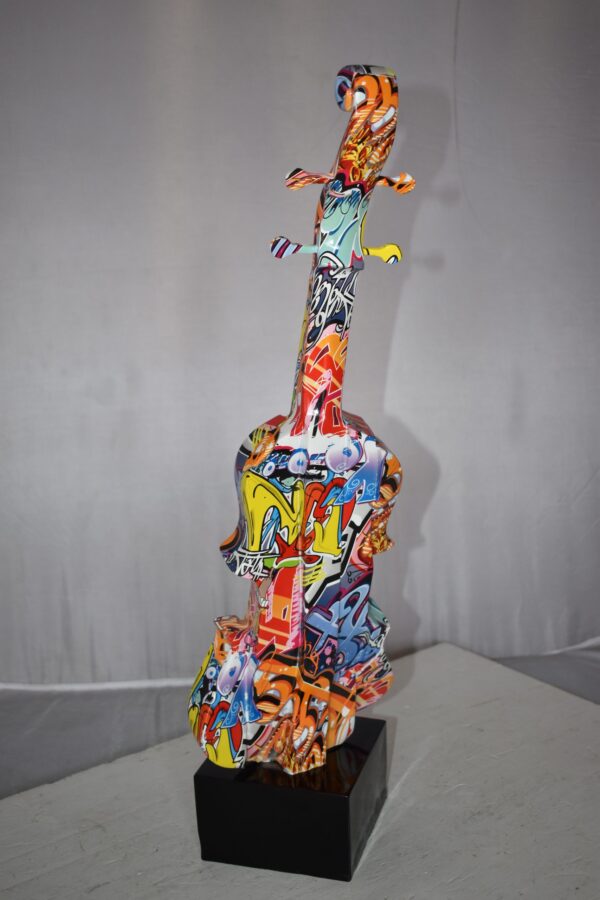 Artistic Graffiti Violin Resin Statue Mounted on  a Base Size: 9" x 10" x 26"H - Image 9