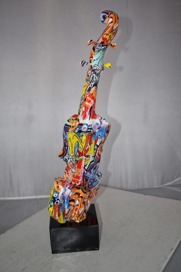 Artistic Graffiti Violin Resin Statue Mounted on  a Base Size: 9" x 10" x 26"H - Image 10