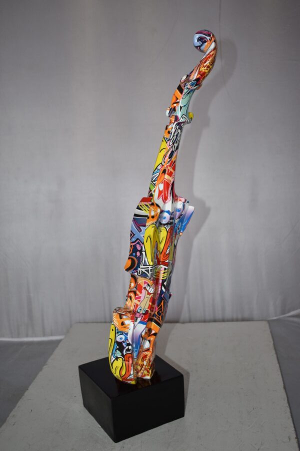 Artistic Graffiti Violin Resin Statue Mounted on  a Base Size: 9" x 10" x 26"H - Image 11