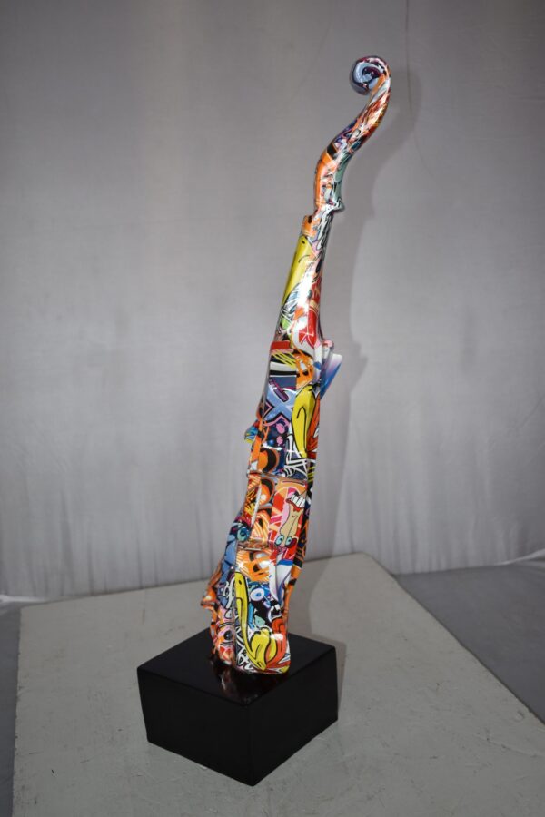Artistic Graffiti Violin Resin Statue Mounted on  a Base Size: 9" x 10" x 26"H - Image 12
