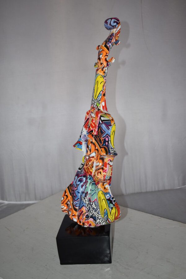 Artistic Graffiti Violin Resin Statue Mounted on  a Base Size: 9" x 10" x 26"H - Image 13