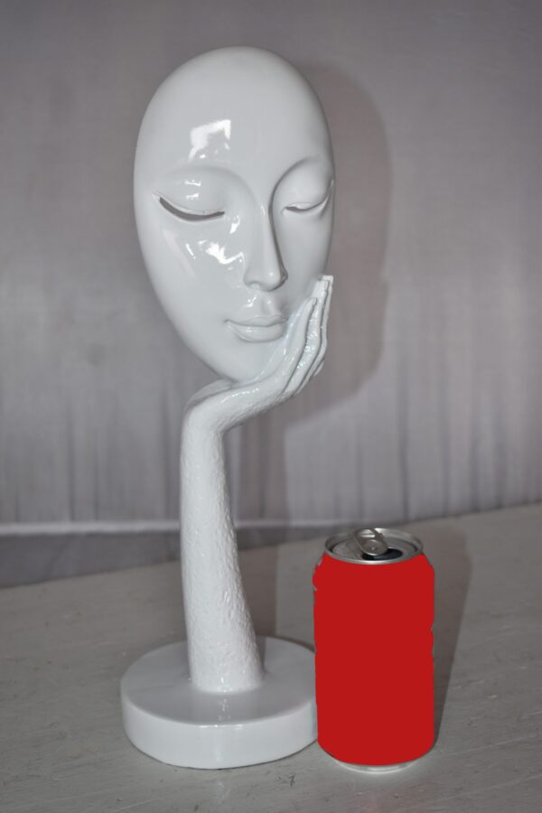 Modern Art White Thinking Head Statue Made of Resin Size: 6" x 4" x 16"H - Image 3