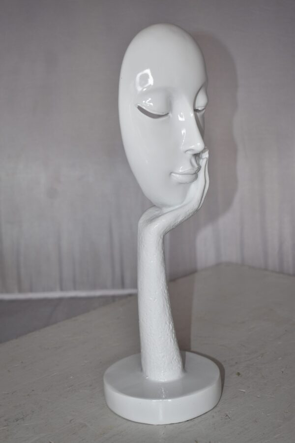 Modern Art White Thinking Head Statue Made of Resin Size: 6" x 4" x 16"H - Image 4