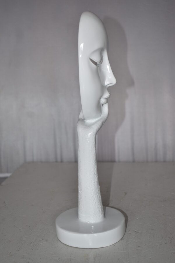 Modern Art White Thinking Head Statue Made of Resin Size: 6" x 4" x 16"H - Image 5