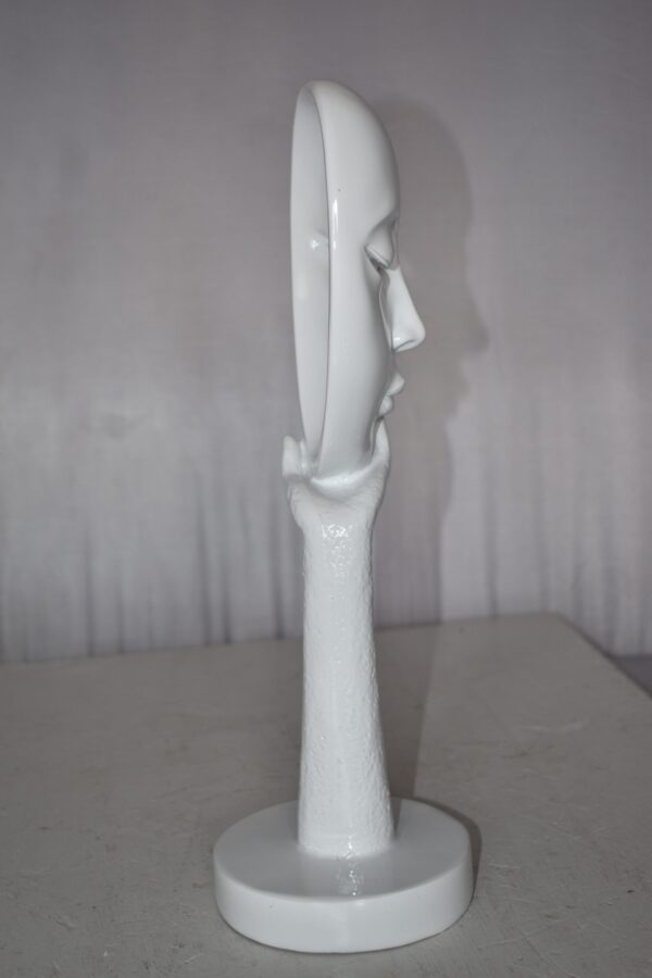 Modern Art White Thinking Head Statue Made of Resin Size: 6" x 4" x 16"H - Image 6