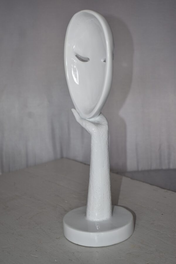 Modern Art White Thinking Head Statue Made of Resin Size: 6" x 4" x 16"H - Image 7