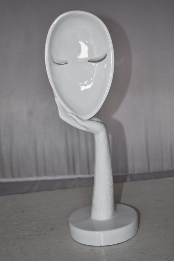Modern Art White Thinking Head Statue Made of Resin Size: 6" x 4" x 16"H - Image 8