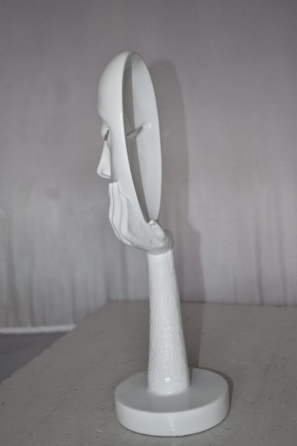 Modern Art White Thinking Head Statue Made of Resin Size: 6" x 4" x 16"H - Image 9