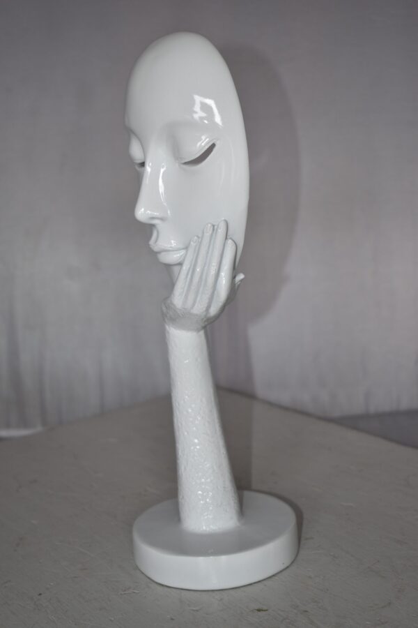Modern Art White Thinking Head Statue Made of Resin Size: 6" x 4" x 16"H - Image 11