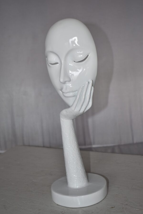 Modern Art White Thinking Head Statue Made of Resin Size: 6" x 4" x 16"H - Image 12