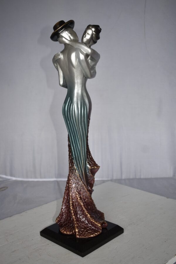 Young Lovers French Kissing Statue Made of Resin Size: 7" x 7" x 23"H - Image 3