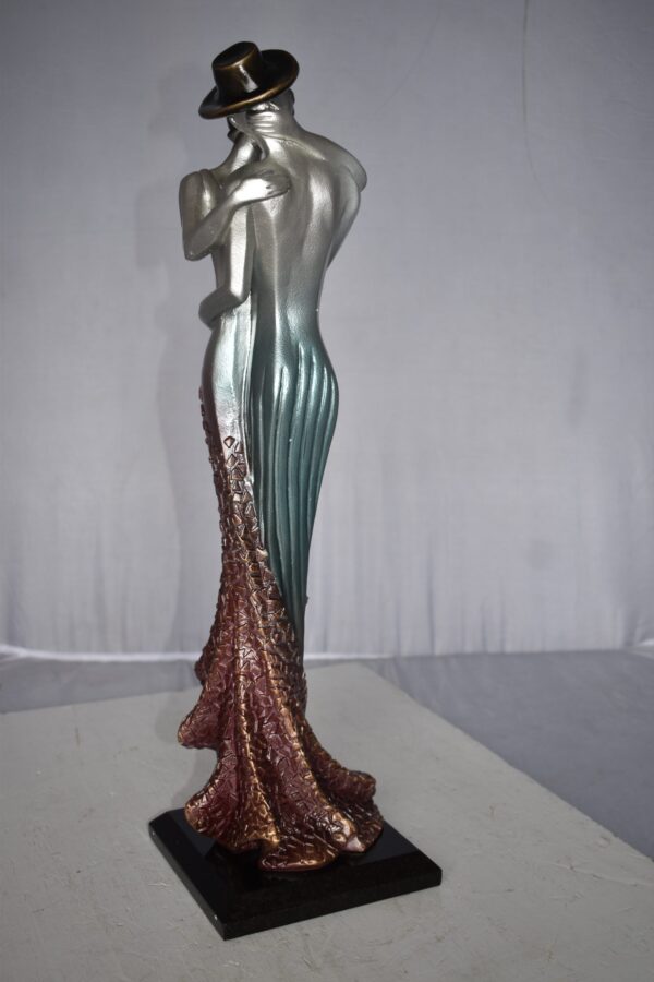 Young Lovers French Kissing Statue Made of Resin Size: 7" x 7" x 23"H - Image 5