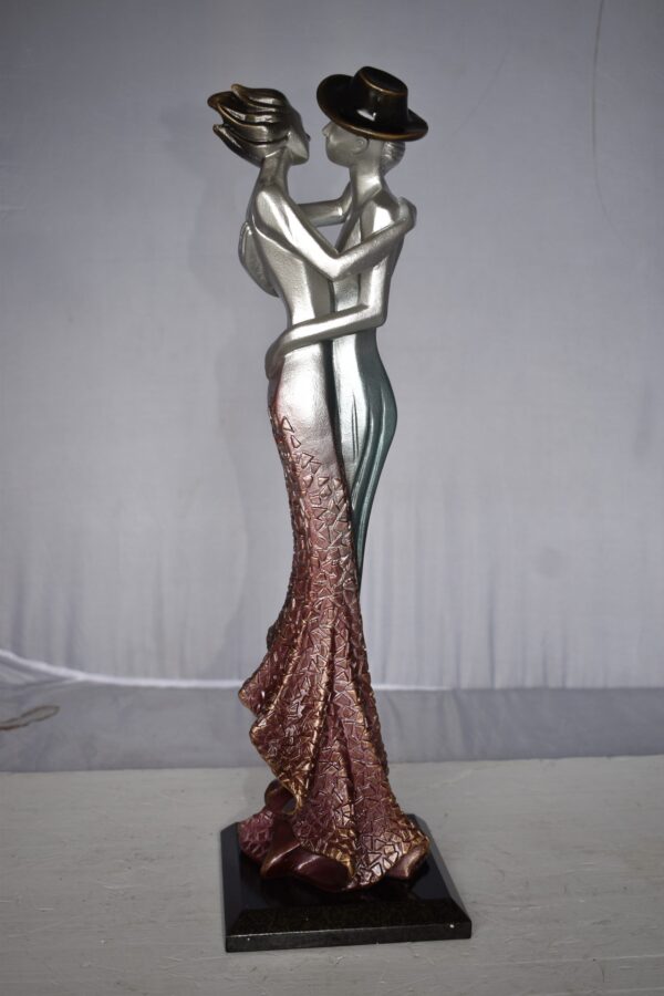Young Lovers French Kissing Statue Made of Resin Size: 7" x 7" x 23"H - Image 7