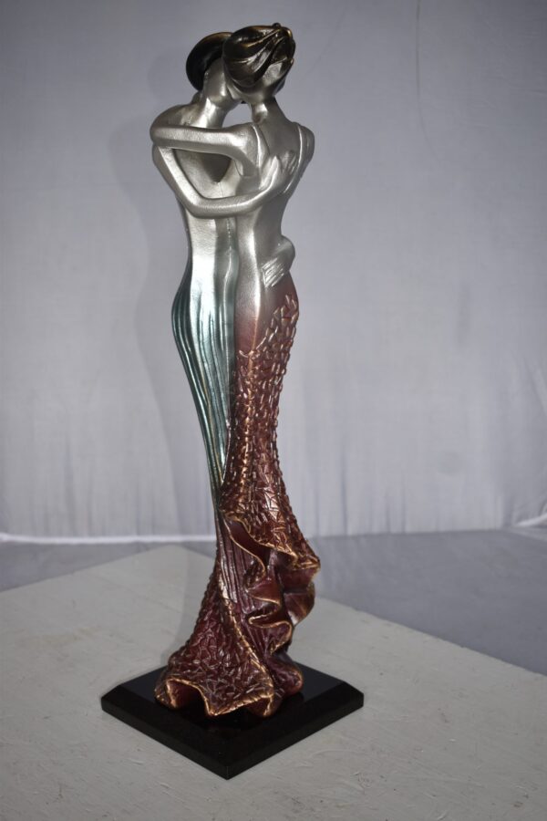 Young Lovers French Kissing Statue Made of Resin Size: 7" x 7" x 23"H - Image 10