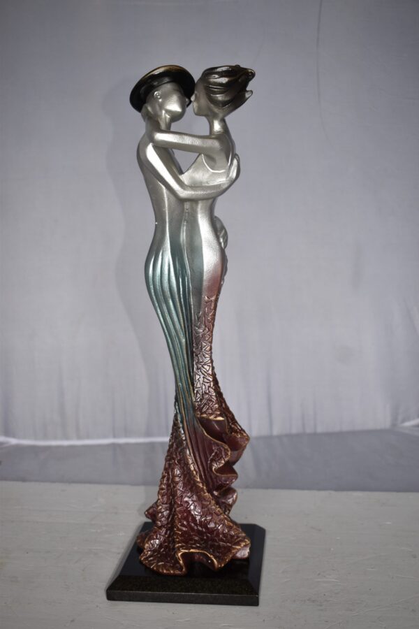 Young Lovers French Kissing Statue Made of Resin Size: 7" x 7" x 23"H - Image 11