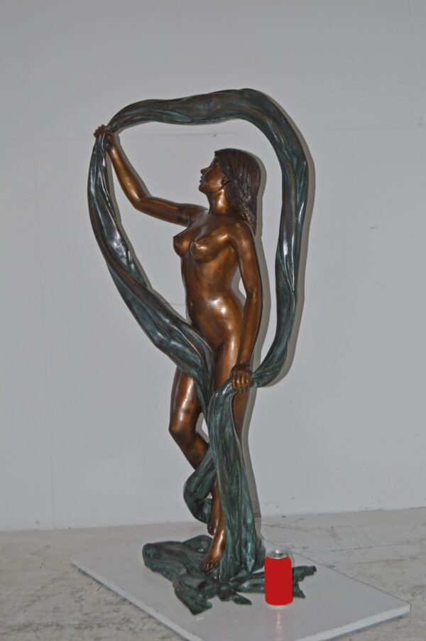 Exotic Fabric Dancer bronze statue Art Nude – Life Size: 18"L x 24"W x 49"H. - Image 6
