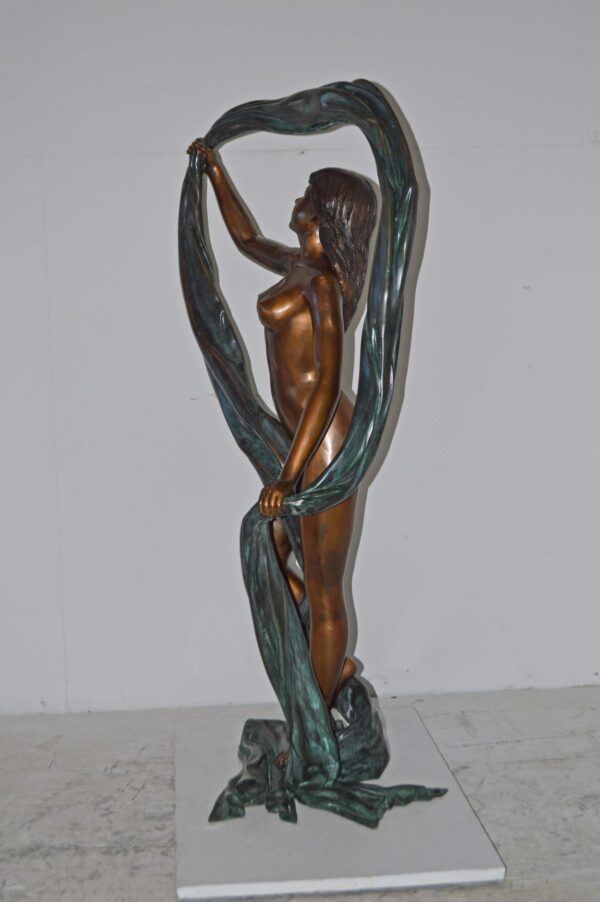 Exotic Fabric Dancer bronze statue Art Nude – Life Size: 18"L x 24"W x 49"H. - Image 7