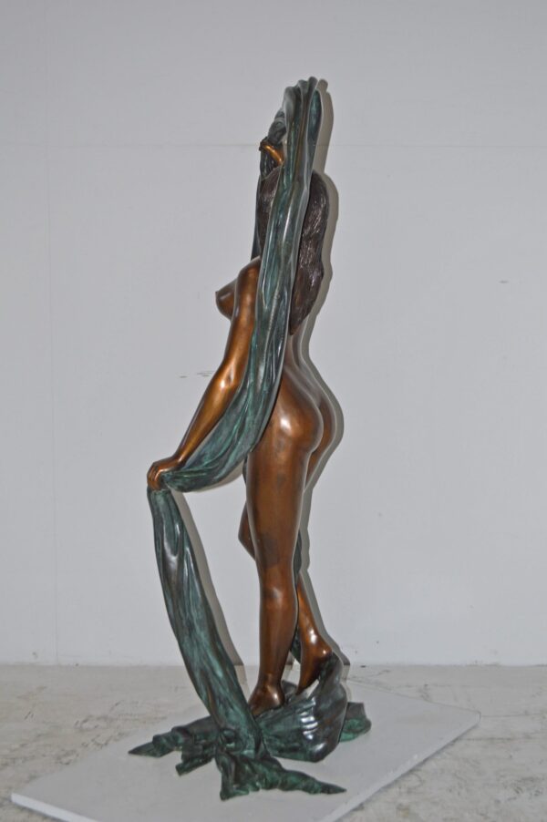 Exotic Fabric Dancer bronze statue Art Nude – Life Size: 18"L x 24"W x 49"H. - Image 8