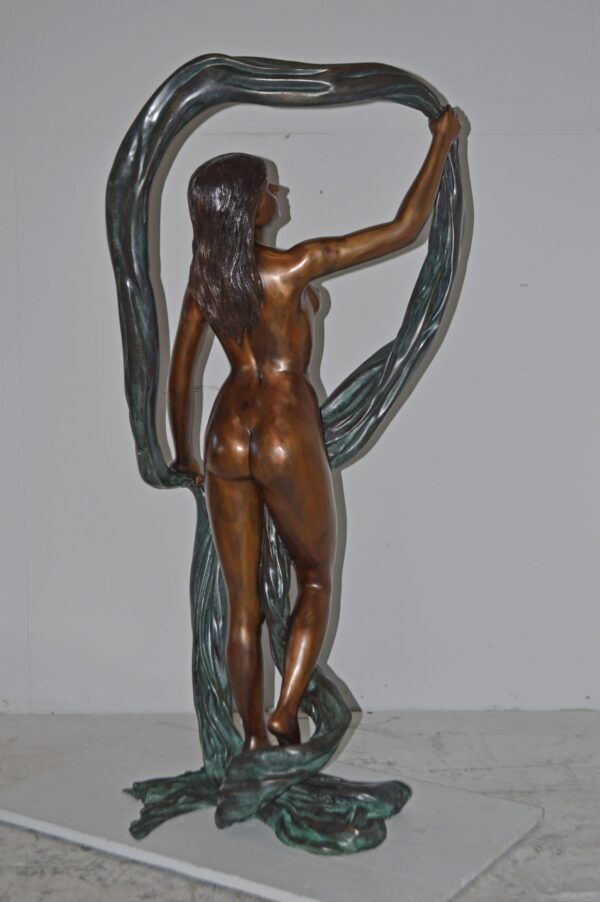 Exotic Fabric Dancer bronze statue Art Nude – Life Size: 18"L x 24"W x 49"H. - Image 11
