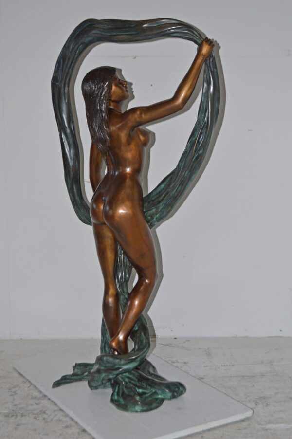 Exotic Fabric Dancer bronze statue Art Nude – Life Size: 18"L x 24"W x 49"H. - Image 12