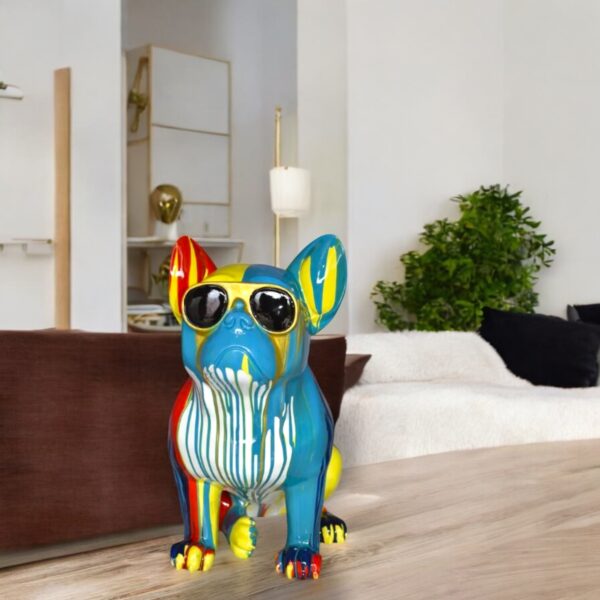 Graffiti Looking French Bulldog with Glasses Resin Statue Size: 19" x 12" x 19"H - Image 3