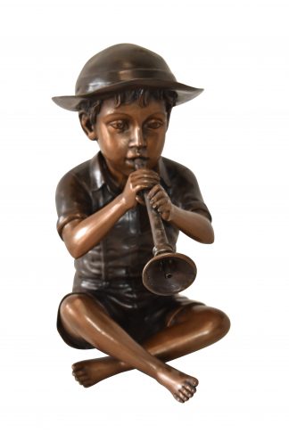 A little Boy Playing his Flute Bronze Fountain