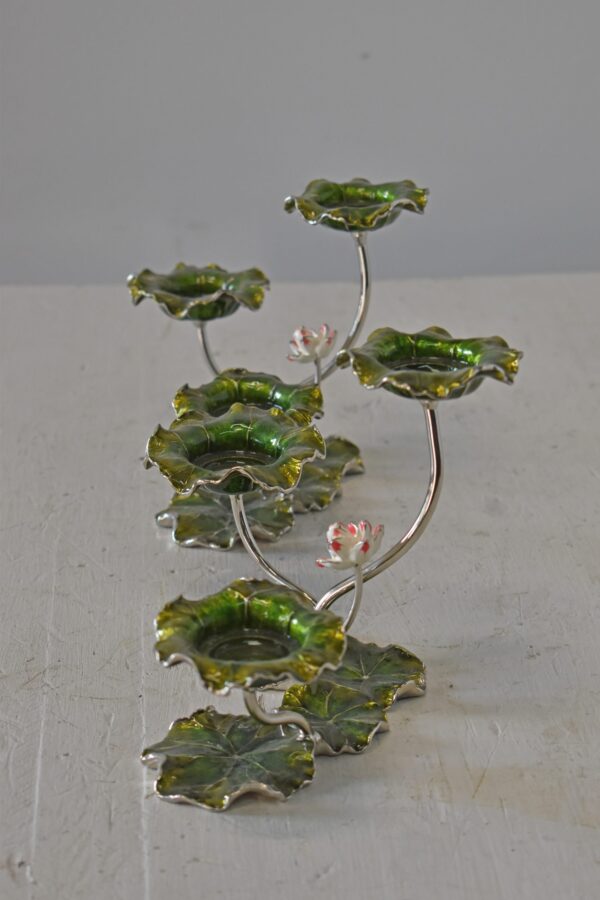 Two Sets of Candle Holders Made of Enameled Metal Size: 8" x 5" x 6"H - Image 5