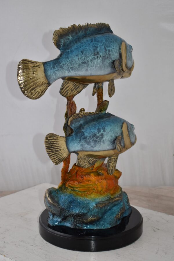 Two Fish Swimming in The Ocean Bronze Statue Size: 18" x 14" x 24"H - Image 5