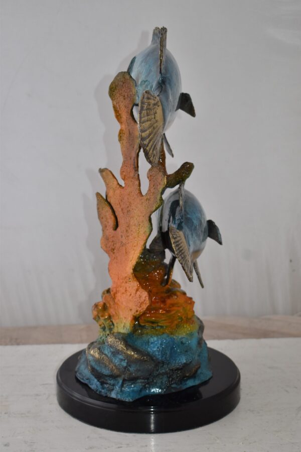 Two Fish Swimming in The Ocean Bronze Statue Size: 18" x 14" x 24"H - Image 6