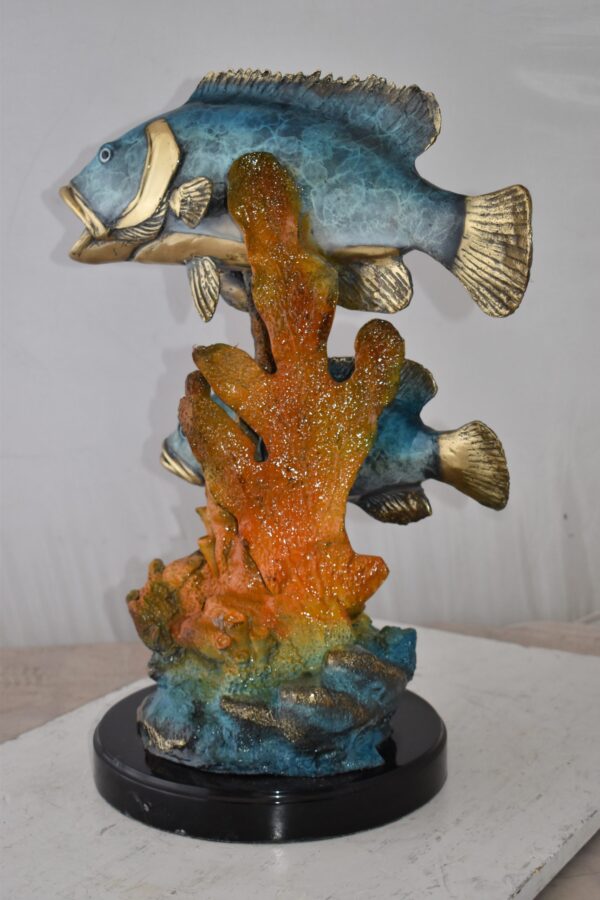 Two Fish Swimming in The Ocean Bronze Statue Size: 18" x 14" x 24"H - Image 7
