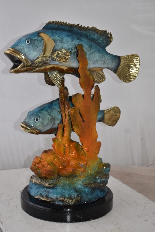 Two Fish Swimming in The Ocean Bronze Statue Size: 18" x 14" x 24"H - Image 8