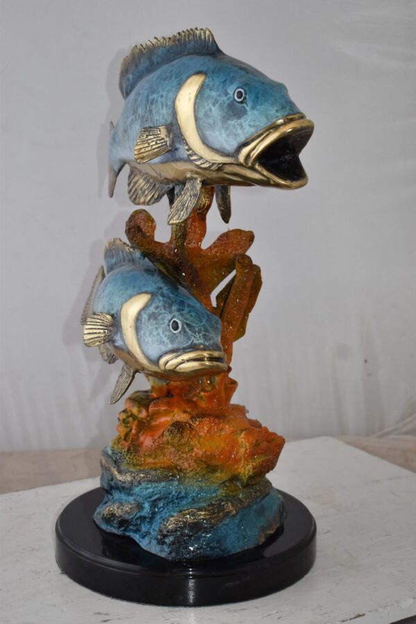 Two Fish Swimming in The Ocean Bronze Statue Size: 18" x 14" x 24"H - Image 10