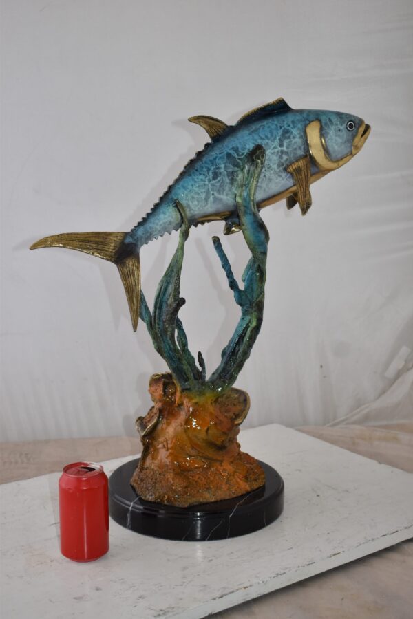 Tuna Fish Swimming in The Ocean Bronze Statue Size: 11" x 21" x 25"H - Image 4