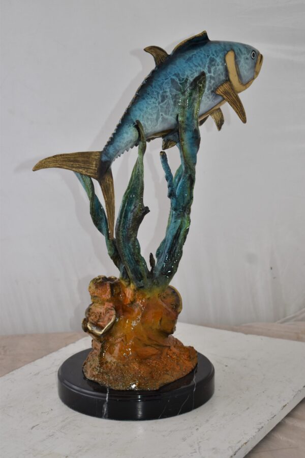 Tuna Fish Swimming in The Ocean Bronze Statue Size: 11" x 21" x 25"H - Image 5