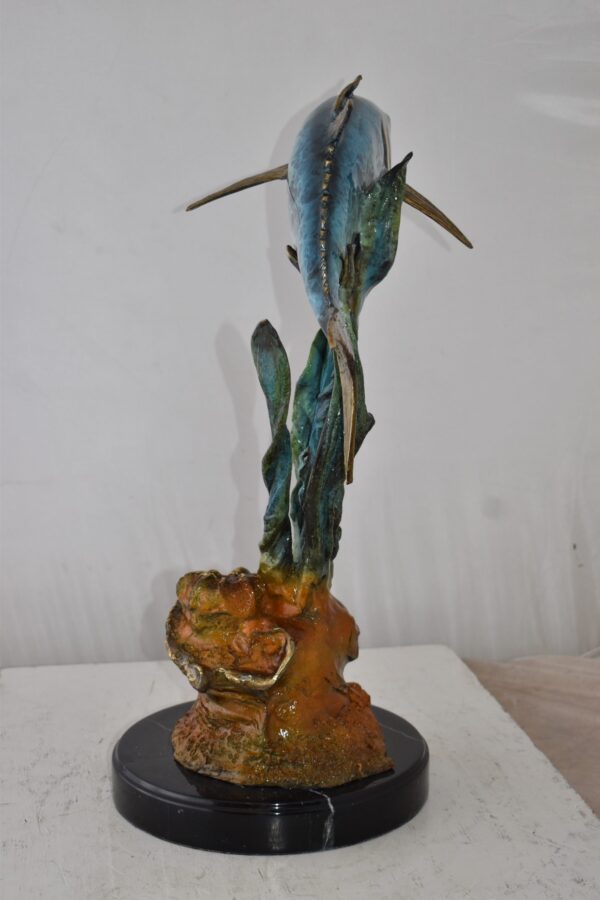 Tuna Fish Swimming in The Ocean Bronze Statue Size: 11" x 21" x 25"H - Image 6
