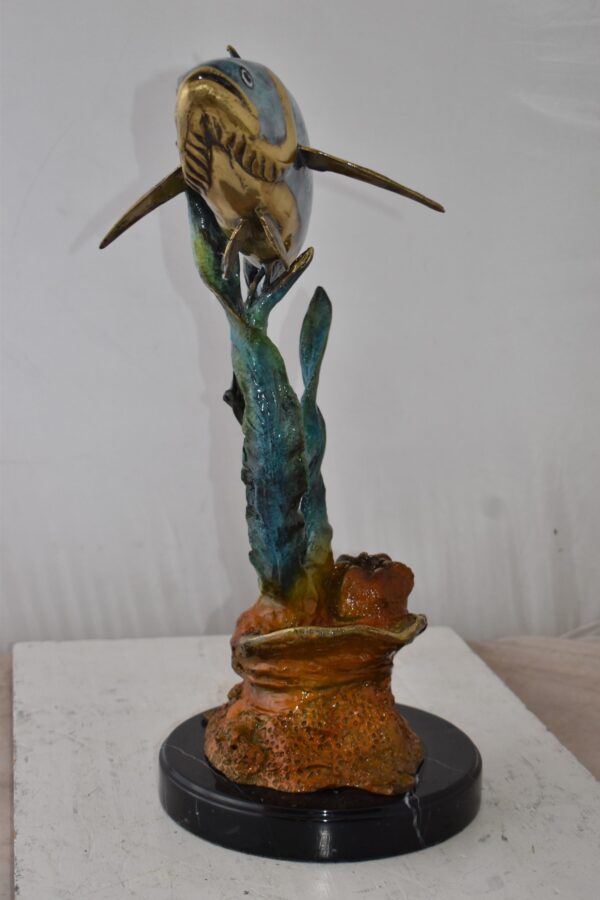 Tuna Fish Swimming in The Ocean Bronze Statue Size: 11" x 21" x 25"H - Image 10