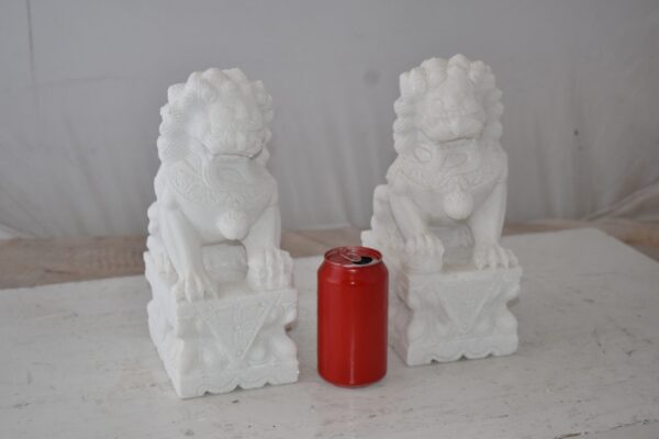 A Pair of Marble Statues of Foo Dogs Size: 5" x 6" x 12"H - Image 3