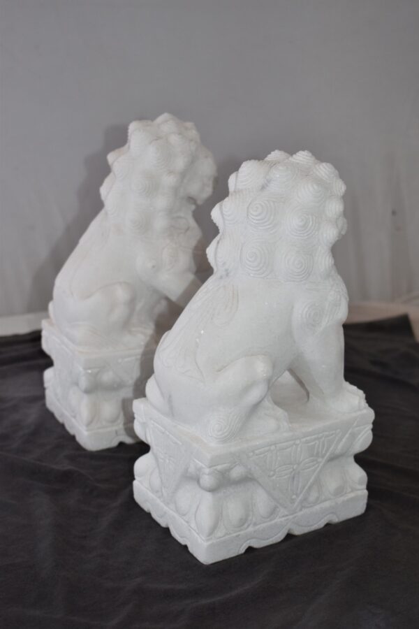 A Pair of Marble Statues of Foo Dogs Size: 5" x 6" x 12"H - Image 7